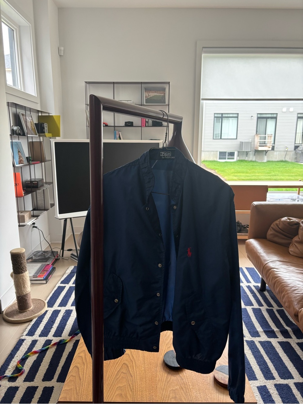 Polo by Ralph Lauren Navy Blue Men's Bomber Jacket with Red Pony